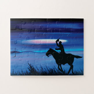 USA Pony Express 🐎 Cowboy Rider Painting Legpuzzel