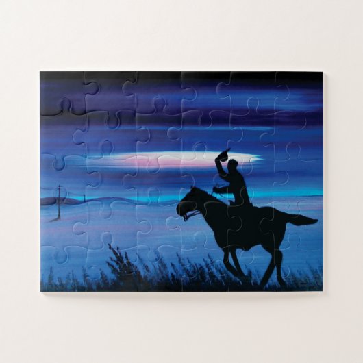 USA Pony Express 🐎 Cowboy Rider Painting Legpuzzel (Horizontaal)