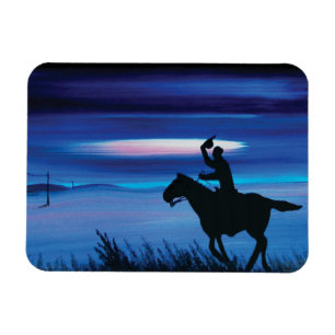 USA Pony Express 🐎 Cowboy Rider Painting Magneet