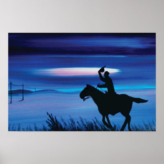 USA Pony Express 🐎 Cowboy Rider Painting Poster (Voorkant)