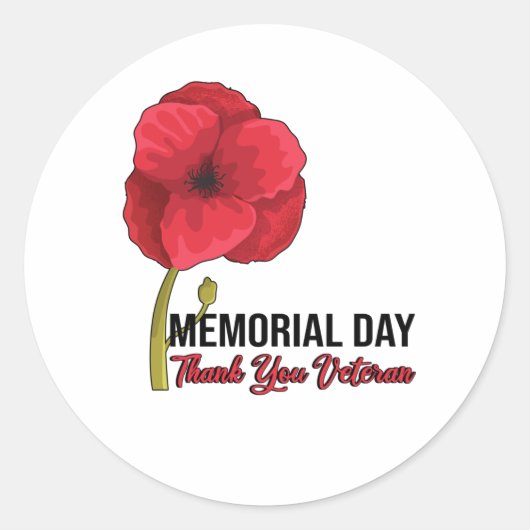 USA Poppy Memorial Day Veterans Day Pride Ronde Sticker (Voorkant)