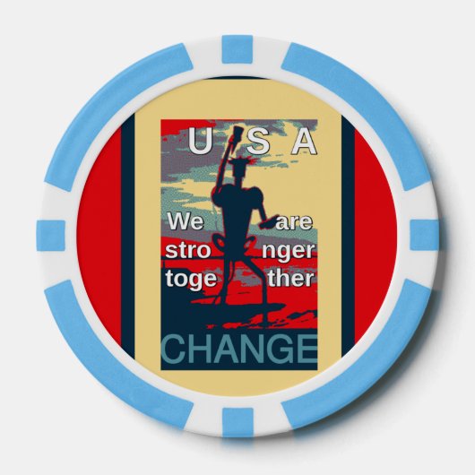 USA President Hillary Baby Blauw Gestreepte Rand Pokerchips (Voorkant)