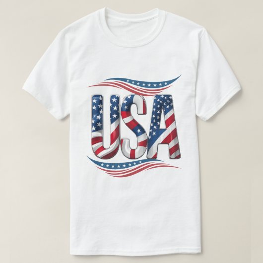 USA Pride Bold Letter Art – Flag Inside Edition T-shirt (Design voorkant)