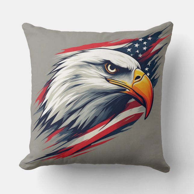 USA Pride Cadeau – Stekelarend met Amerikaanse Vla Kussen (Voorkant)
