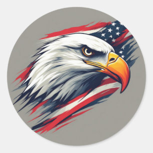 USA Pride Cadeau – Stekelarend met Amerikaanse Vla Ronde Sticker