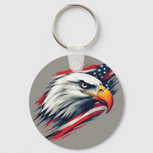 USA Pride Cadeau – Stekelarend met Amerikaanse Vla Sleutelhanger