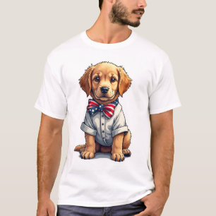 USA Puppy Patriot Golden Retriever Vintage T-shirt