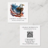 *~* USA. QR AP16 Amerikaanse vlag kale adelaar Vierkante Visitekaartje (Voorkant / Achterkant)