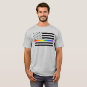 USA Rainbow Pride dunne lijn T-shirt (Voorkant volledig)