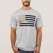 USA Rainbow Pride dunne lijn T-shirt (Voorkant)