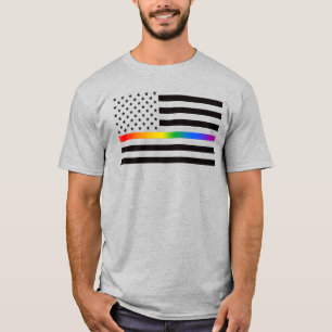 USA Rainbow Pride dunne lijn T-shirt