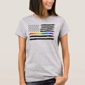 USA Rainbow Pride Thin Line  T-shirt (Voorkant)