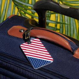 USA Red Blue White Stars Stripes Patriotic America Bagagelabel