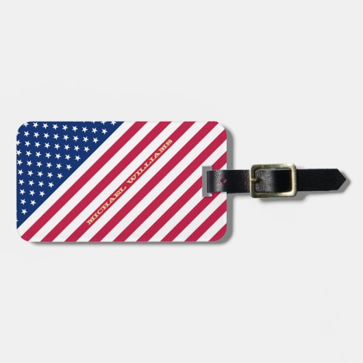 USA Red Blue White Stars Stripes Patriotic America Bagagelabel (Voorkant horizontaal)