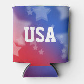 USA Red en Blue met Stars Koelbox Blikjeskoeler (Voorkant)