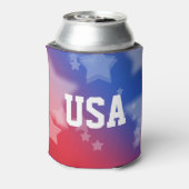 USA Red en Blue met Stars Koelbox Blikjeskoeler (Blikje Achterkant)