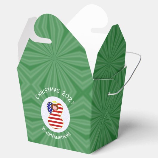 USA Red Hair Angel Kerstvlag gepersonaliseerd Bedankdoosjes (Geopend)