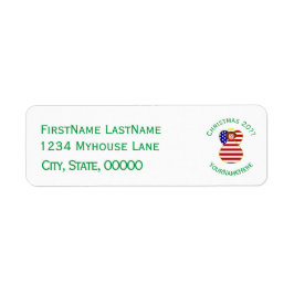 USA Red Hair Angel Kerstvlag gepersonaliseerd Etiket