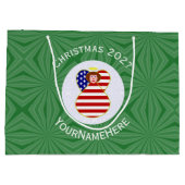 USA Red Hair Angel Kerstvlag gepersonaliseerd Groot Cadeauzakje (Achterkant)