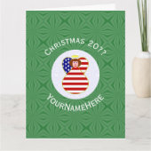 USA Red Hair Angel Kerstvlag gepersonaliseerd Kaart (Voorkant)