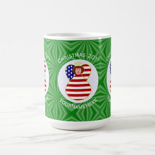 USA Red Hair Angel Kerstvlag gepersonaliseerd Magische Mok (Midden)
