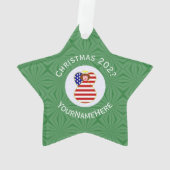 USA Red Hair Angel Kerstvlag gepersonaliseerd Ornament (achterkant)