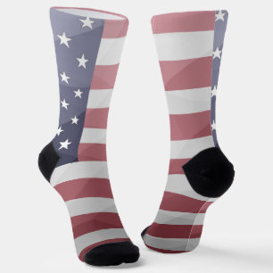 USA Red White Blue Geometric Mesh Pattern Sokken