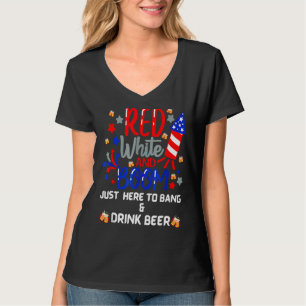 USA Red White en Boom Ik ben hier gewoon om te kna T-shirt