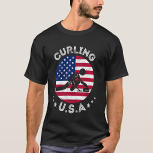 USA Retro Curling Team Ondersteuning USA Gemengde T-shirt