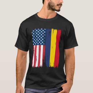 USA Roemenië Half Amerikaanse vlag Roots T-shirt