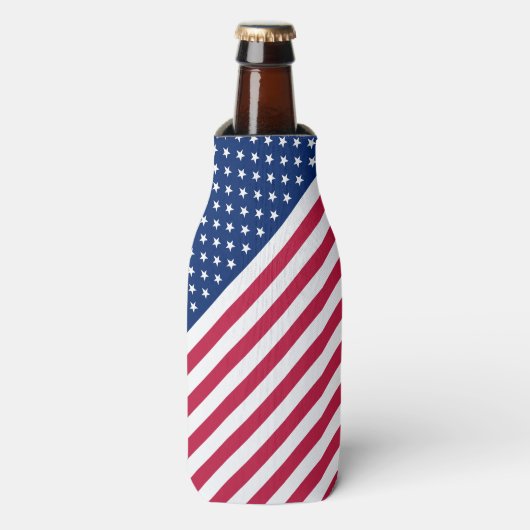 USA Rood Blauw Wit Sterren en Strepen Fles Koeler (Fles Voorkant)