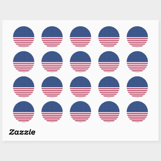 USA Rood Blauw Wit Sterren Strepen Ronde Stickers (Vel)