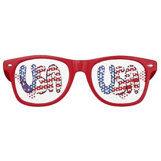 USA Rood, Wit, Blauw Retro Zonnebril (Voorkant)