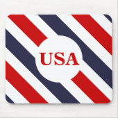 USA Rood Wit en Blauw Gestreepte Muismat (Voorkant)