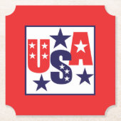 USA Rood, Wit en Blauw met Sterren Kartonnen Onderzetters (Voorkant)