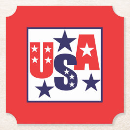 USA Rood, Wit en Blauw met Sterren Kartonnen Onderzetters
