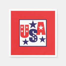 USA Rood, Wit en Blauw met Sterren Servet