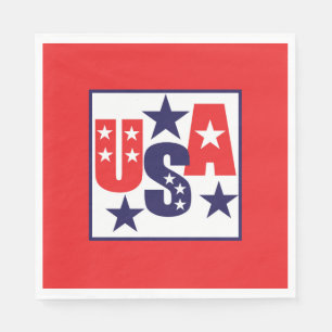 USA Rood, Wit en Blauw met Sterren Servet