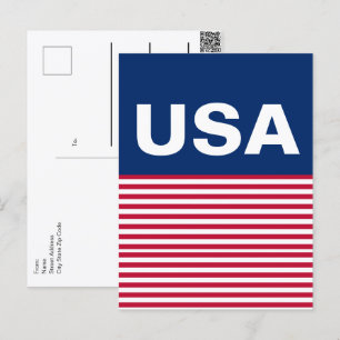 USA Rood Wit en Blauw Patriottisch Dubbelzijdig Briefkaart