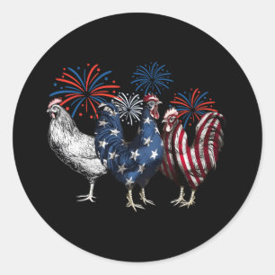 USA Rood Wit en Blauw Retro 4th of July Amerikaans Ronde Sticker