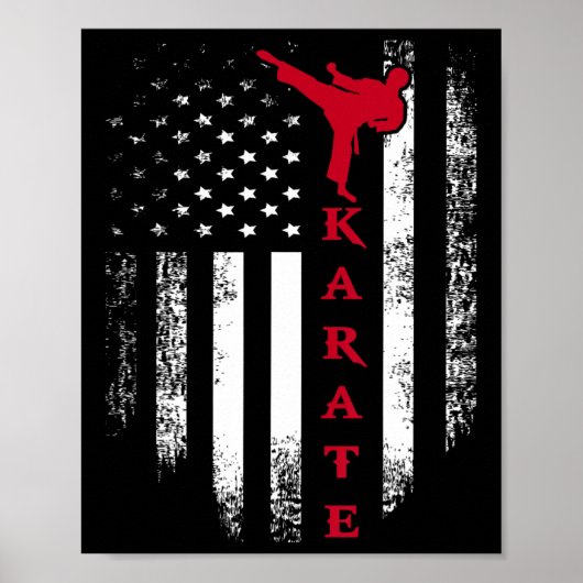 USA Rood Wit Karate Amerikaanse Vlag Cool Poster (Voorkant)