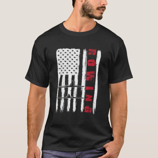 USA Rowing team Amerikaanse vlag US bootbemanning  T-shirt (Voorkant)