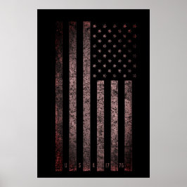 USA  Roze en Zwarte Grunge Amerikaanse vlag Poster
