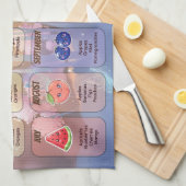 USA Seasonal Fruits Chart Postcard Theedoek (Quarter Fold)