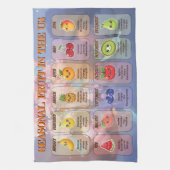 USA Seasonal Fruits Chart Postcard Theedoek (Verticaal)