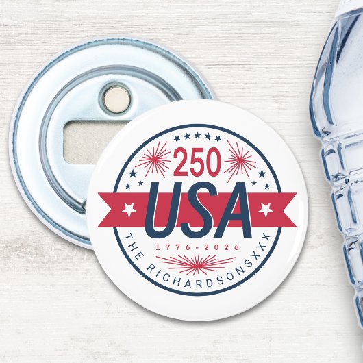 USA Semiquincentennial 250e verjaardag van Amerika Button Flesopener