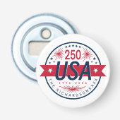 USA Semiquincentennial 250e verjaardag van Amerika Button Flesopener (Voorkant)