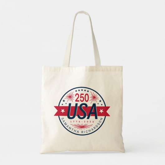 USA Semiquincentennial 250ste verjaardag van Ameri Tote Bag (Achterkant)