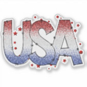 USA Shimmer en Stars Word Art Vinyl Sticker (Voorkant)