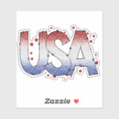 USA Shimmer en Stars Word Art Vinyl Sticker (Vel)